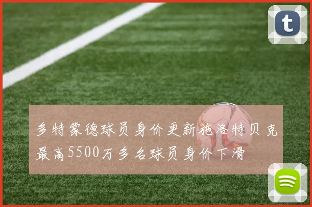 多特蒙德球员身价更新施洛特贝克最高5500万多名球员身价下滑